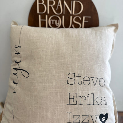 Custom Pillows Family Names