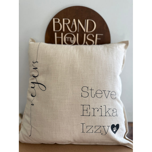 Custom Pillows Family Names