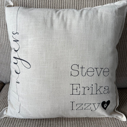 Custom Pillows Family Names