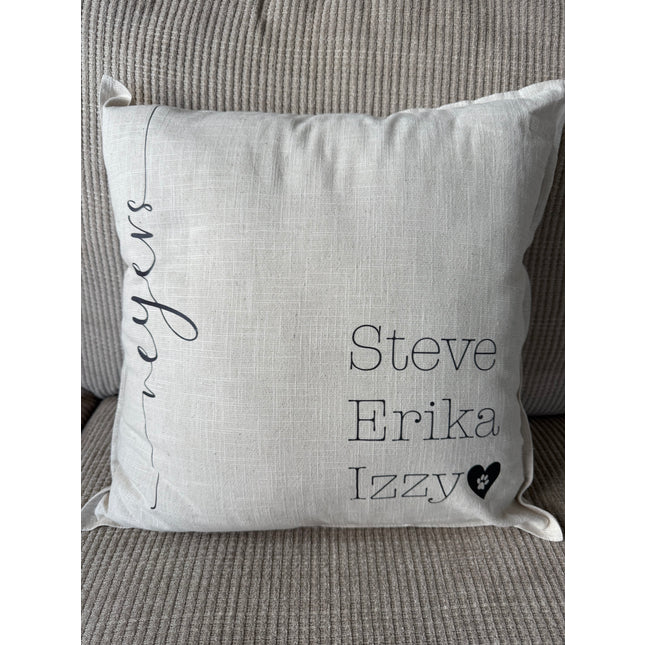 Custom Pillows Family Names