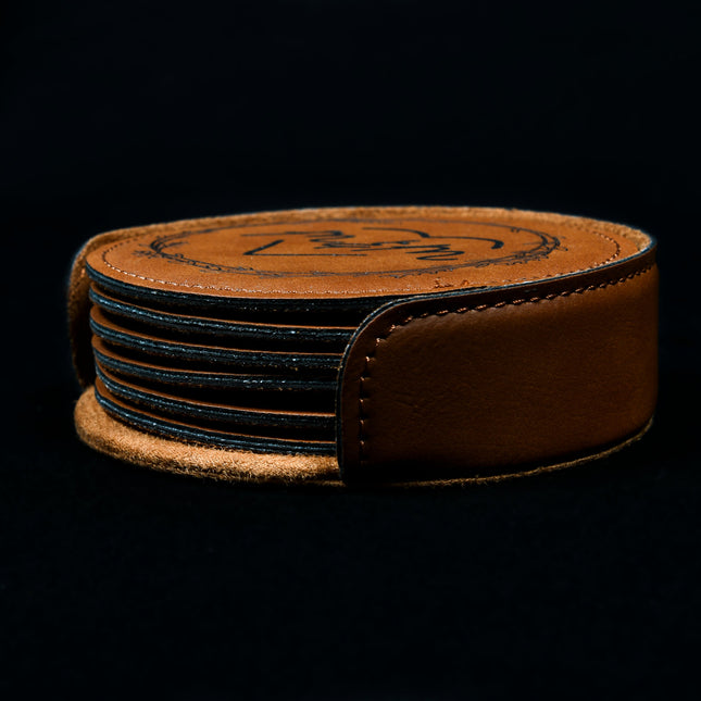 Coasters Saddle Collection Chestnut Round (Set of 4)